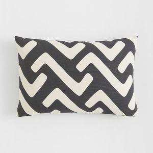 H&M Home Patterned Cotton Cushion Cover - 16"x24" - Dark Gray